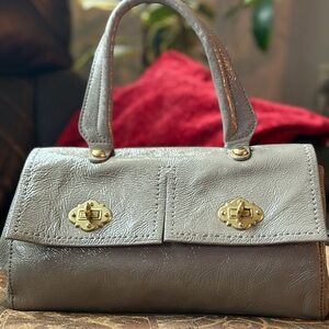 Cynthia Rowley Gray Satchel with Gold Accents